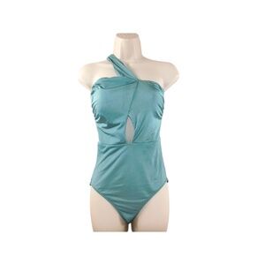 Lazul One-Shoulder Cutout Swimsuit • Size 2 • Teal Green